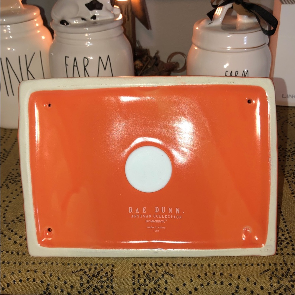 Rae Dunn HAPPY CAMPER Tent Shaped Birdhouse Orange - Picture 6 of 10
